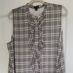 Ann Taylor Houndstooth Sleeveless Blouse XL